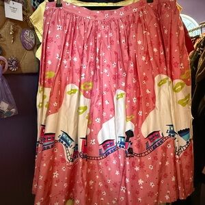 Pinup Couture Pink Train-Print Circle Skirt